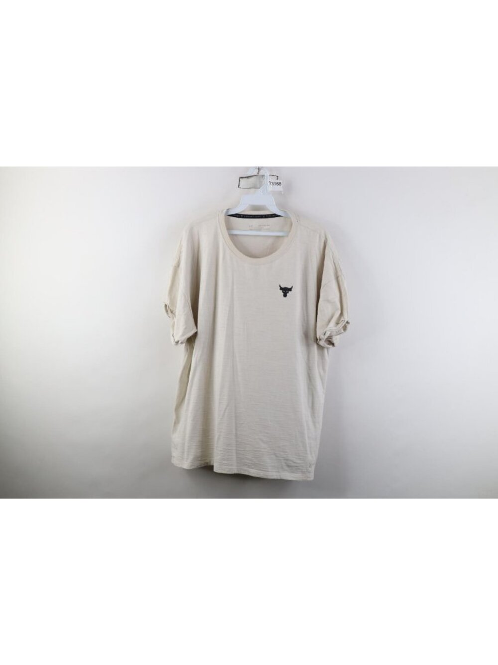 Under Armour Womens 2XL Project Rock Charged Cotton Loose Fit Gym T-Shirt Beige